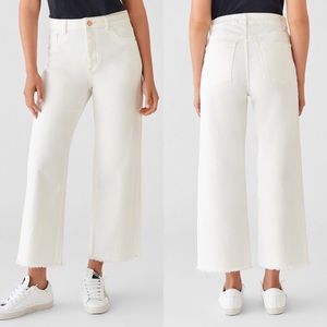 EUC DL1961 Hepburn High Rise Wide Leg in Eggshell